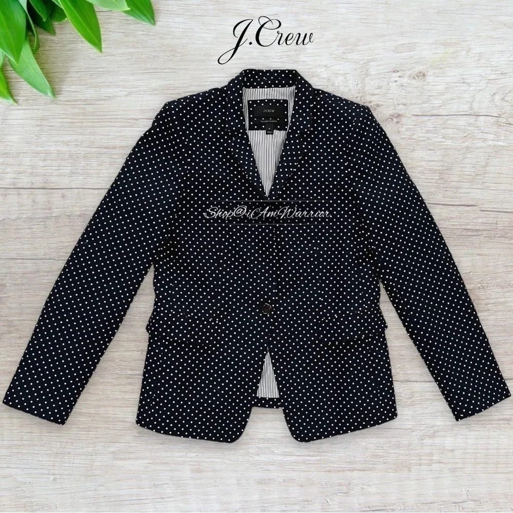 J.Crew navy Regent one button micro polka dot blazer *shop@iamwarrior